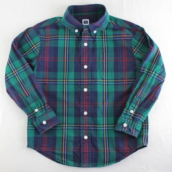 Janie and Jack Plaid Shirts Lot of 2 Boys Size 4 Long Sleeve Cotton Button Up - Picture 4 of 6